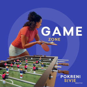 Game zone with table tennis, table football and a boxing machine - fun games for recreational players.